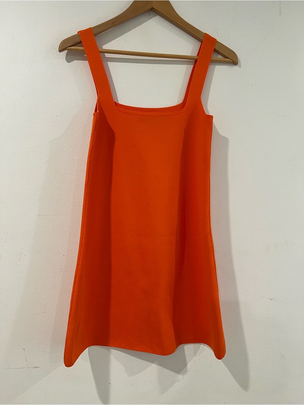 ZARA Sleeveless Square-Neck Orange Shift Dress S